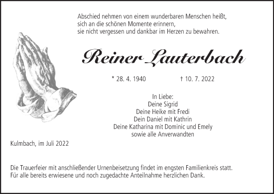 Anzeige von Reiner Lauterbach von MGO