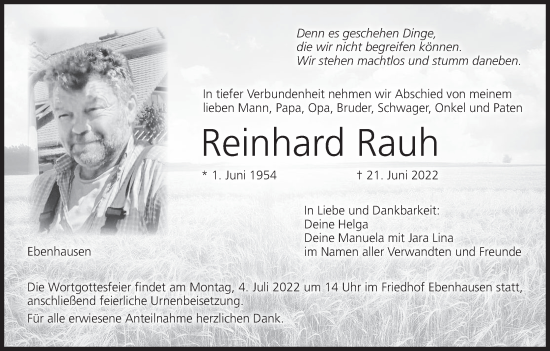 Anzeige von Reinhard Rauh von MGO