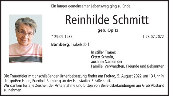 Anzeige von Reinhilde Schmitt von MGO