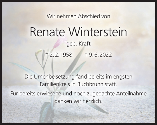 Anzeige von Renate Winterstein von MGO