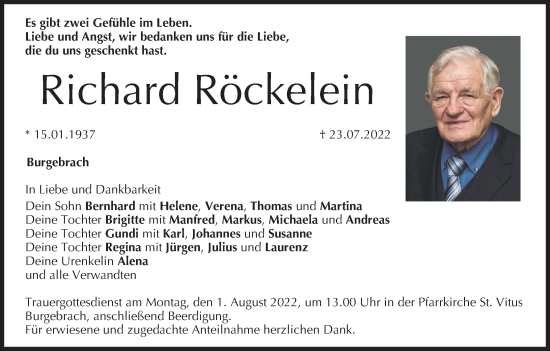Anzeige von Richard Röckelein von MGO