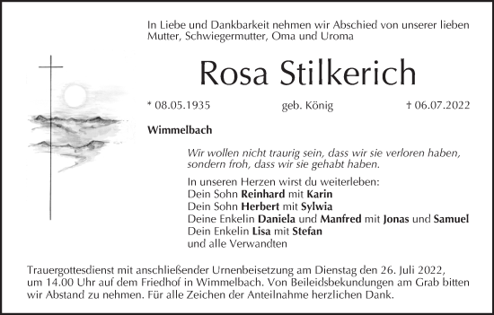 Anzeige von Rosa Stilkerich von MGO