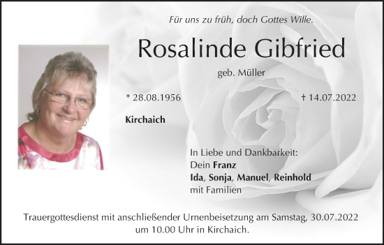 Anzeige von Rosalinde Gibfried von MGO