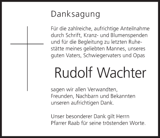 Anzeige von Rudolf Wachter von MGO