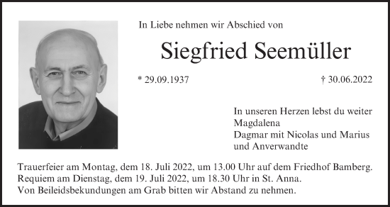 Anzeige von Siegfried Seemüller von MGO
