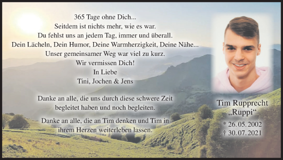 Anzeige von Tim Rupprecht von MGO