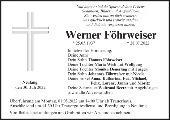 Anzeige von Werner Föhrweiser von MGO