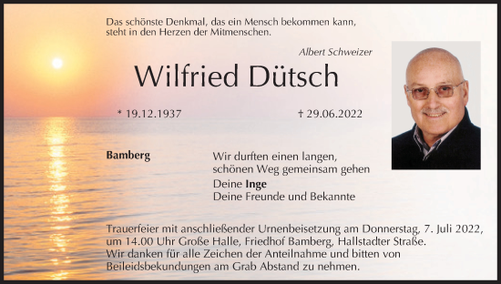 Anzeige von Wilfried Dütsch von MGO