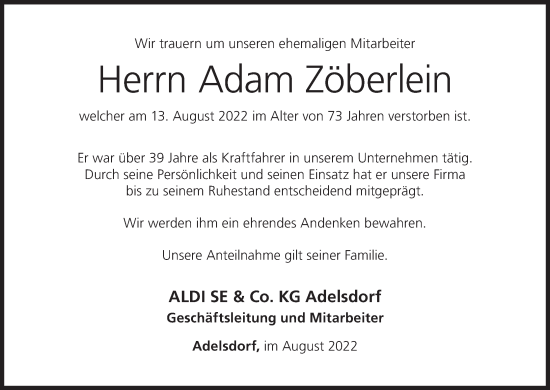 Anzeige von Adam Zöberlein von MGO