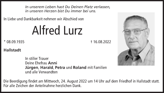 Anzeige von Alfred Lurz von MGO