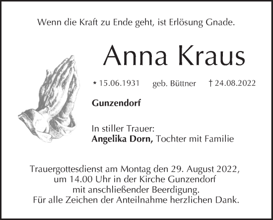 Anzeige von Anna Kraus von MGO