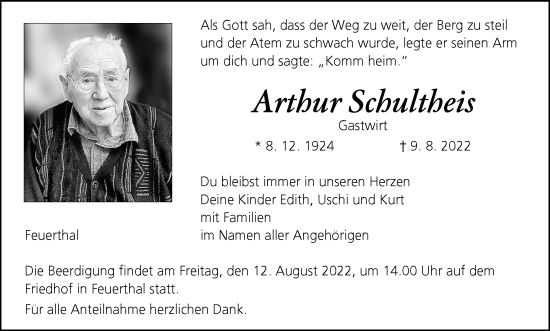 Anzeige von Arthur Schultheis von MGO