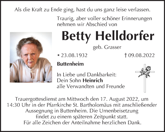 Anzeige von Betty Helldorfer von MGO