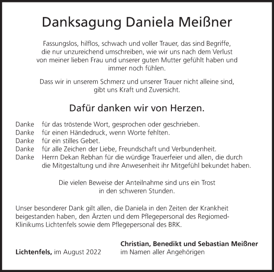 Anzeige von Daniela Meißner von MGO