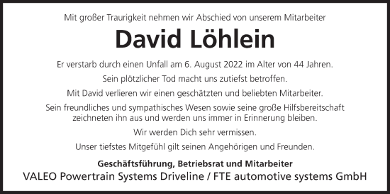 Anzeige von David Löhlein von MGO
