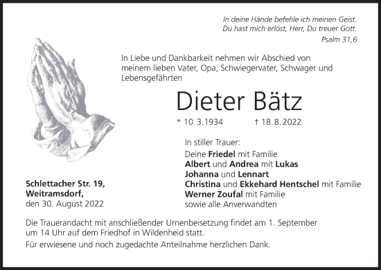 Anzeige von Dieter Bätz von MGO