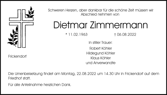 Anzeige von Dietmar Zimmermann von MGO