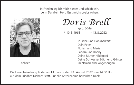 Anzeige von Doris Brell von MGO