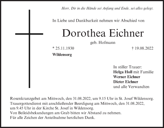 Anzeige von Dorothea Eichner von MGO