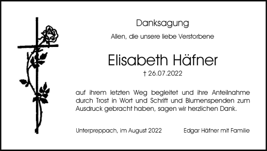 Anzeige von Elisabeth Häfner von MGO