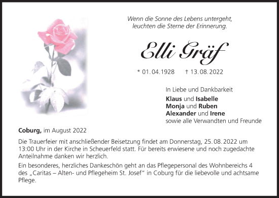 Anzeige von Elli Gräf von MGO