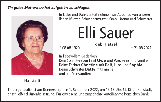 Anzeige von Elli Sauer von MGO