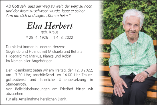 Anzeige von Elsa Herbert von MGO