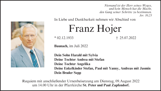 Anzeige von Franz Hojer von MGO