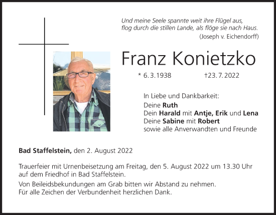 Anzeige von Franz Konietzko von MGO
