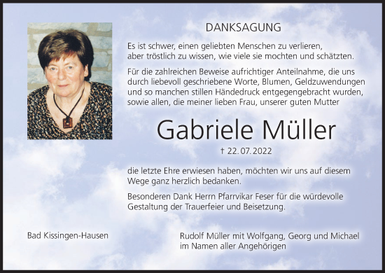 Anzeige von Gabriele Müller von MGO