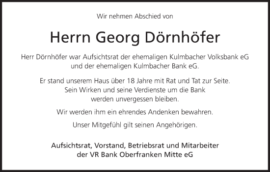 Anzeige von Georg Dörnhöfer von MGO