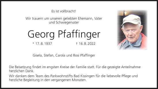 Anzeige von Georg Pfaffinger von MGO