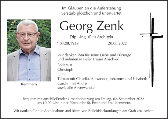 Anzeige von Georg Zenk von MGO