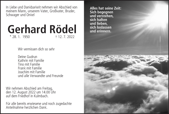 Anzeige von Gerhard Rödel von MGO