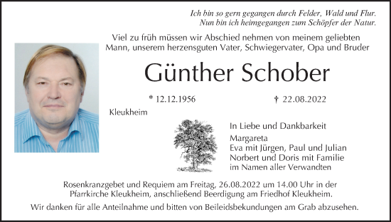 Anzeige von Günther Schober von MGO