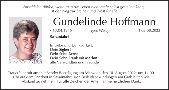Anzeige von Gundelinde Hoffmann von MGO