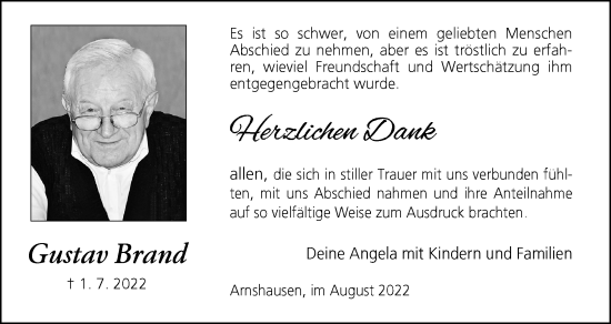 Anzeige von Gustav Brand von MGO