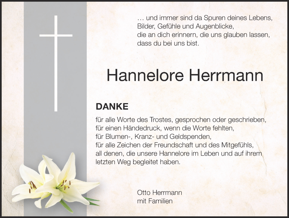 Traueranzeige für Hannelore Herrmann vom 13.08.2022 aus MGO