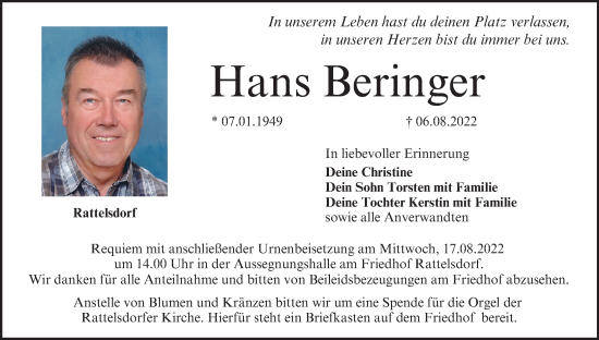Anzeige von Hans Beringer von MGO
