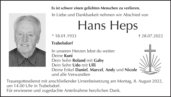 Anzeige von Hans Heps von MGO