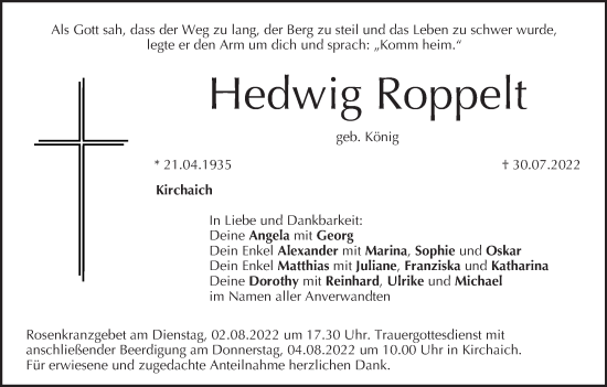 Anzeige von Hedwig Roppelt von MGO
