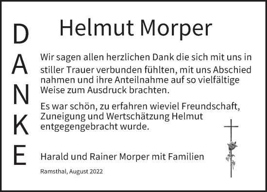 Anzeige von Helmut Morper von MGO