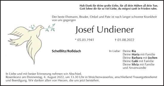 Anzeige von Josef Undiener von MGO