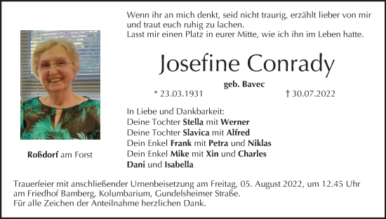 Anzeige von Josefine Conrady von MGO