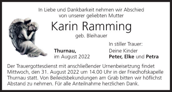 Anzeige von Karin Ramming von MGO