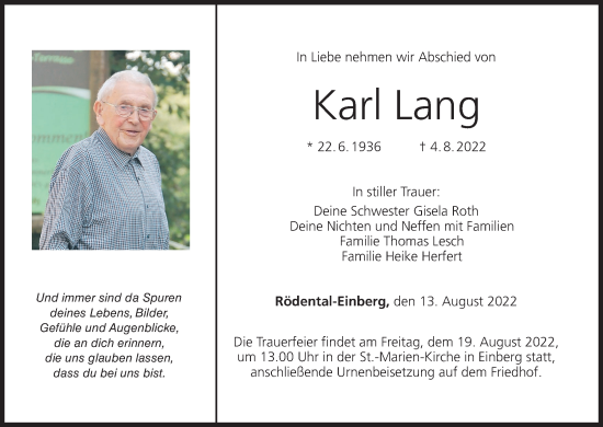 Anzeige von Karl Lang von MGO