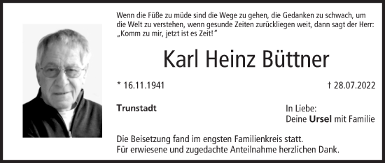 Anzeige von Karl Heinz Büttner von MGO