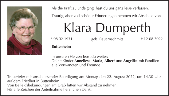 Anzeige von Klara Dumperth von MGO