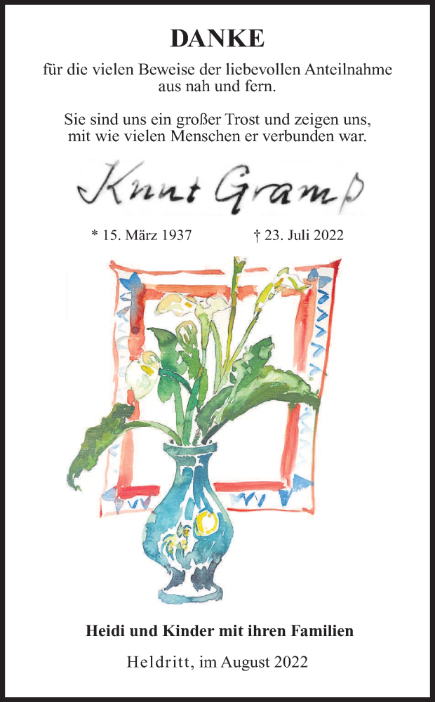  Traueranzeige für Knut Gramß vom 13.08.2022 aus MGO
