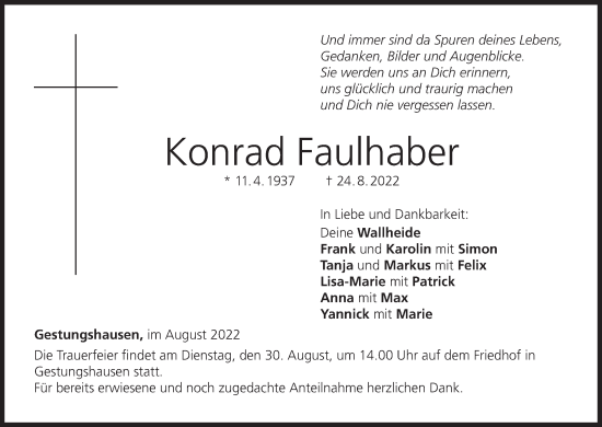 Anzeige von Konrad Faulhaber von MGO